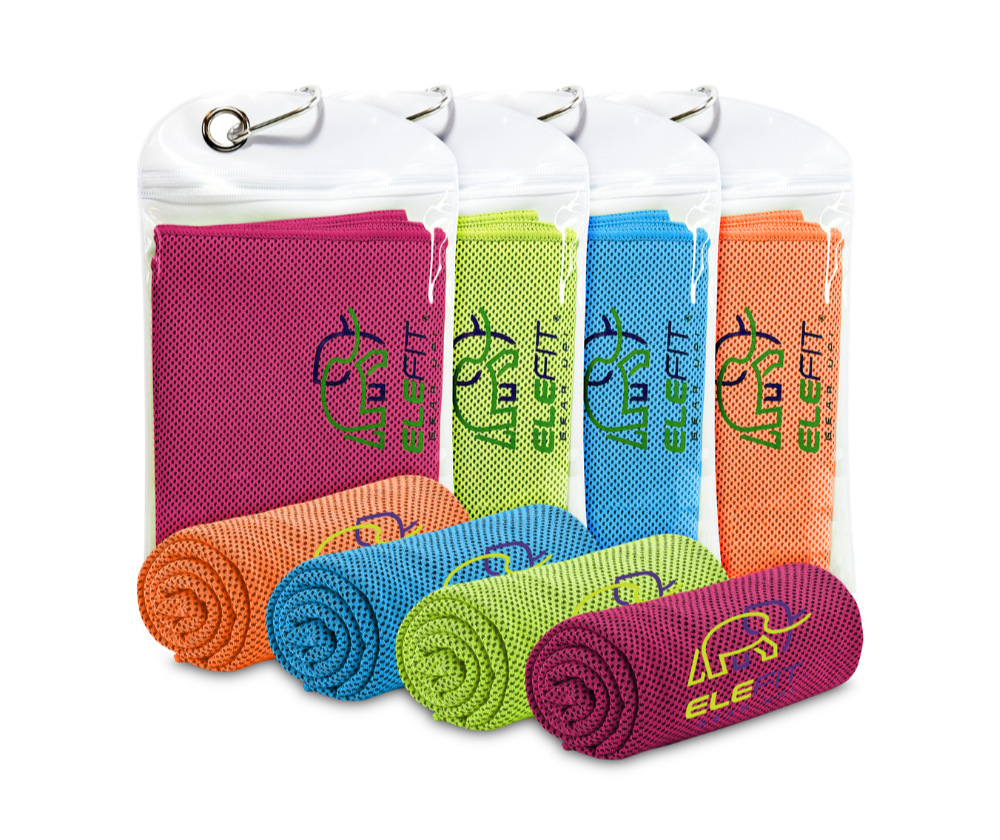 EleFit Vega Cooling Towels (4 Pack) - Instant Cooling Technology, Quick Dry, Breathable - Perfect for Outdoor Activities like Running, Fishing, Sports, Vacations, Workouts, Gym, Yoga, Walking