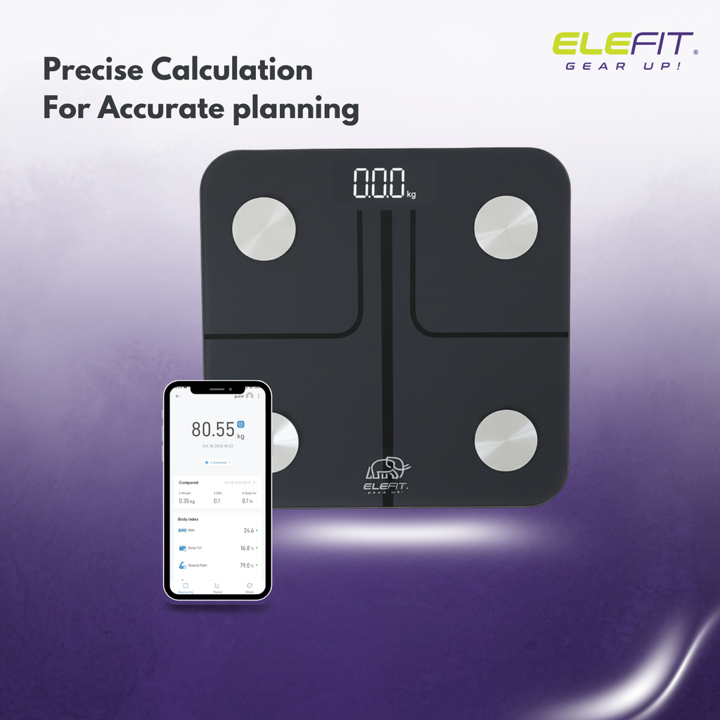 The EleFit Smart Bluetooth Body Fat Scale with Bright LED Display & 14 Core Metrics