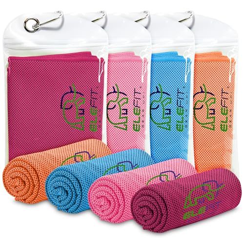 EleFit Vega Cooling Towels (4 Pack) - Instant Cooling Technology, Quick Dry, Breathable - Perfect for Outdoor Activities like Running, Fishing, Sports, Vacations, Workouts, Gym, Yoga, Walking